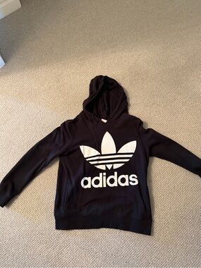 adidas Black Hoodie with White Trefoil Logo